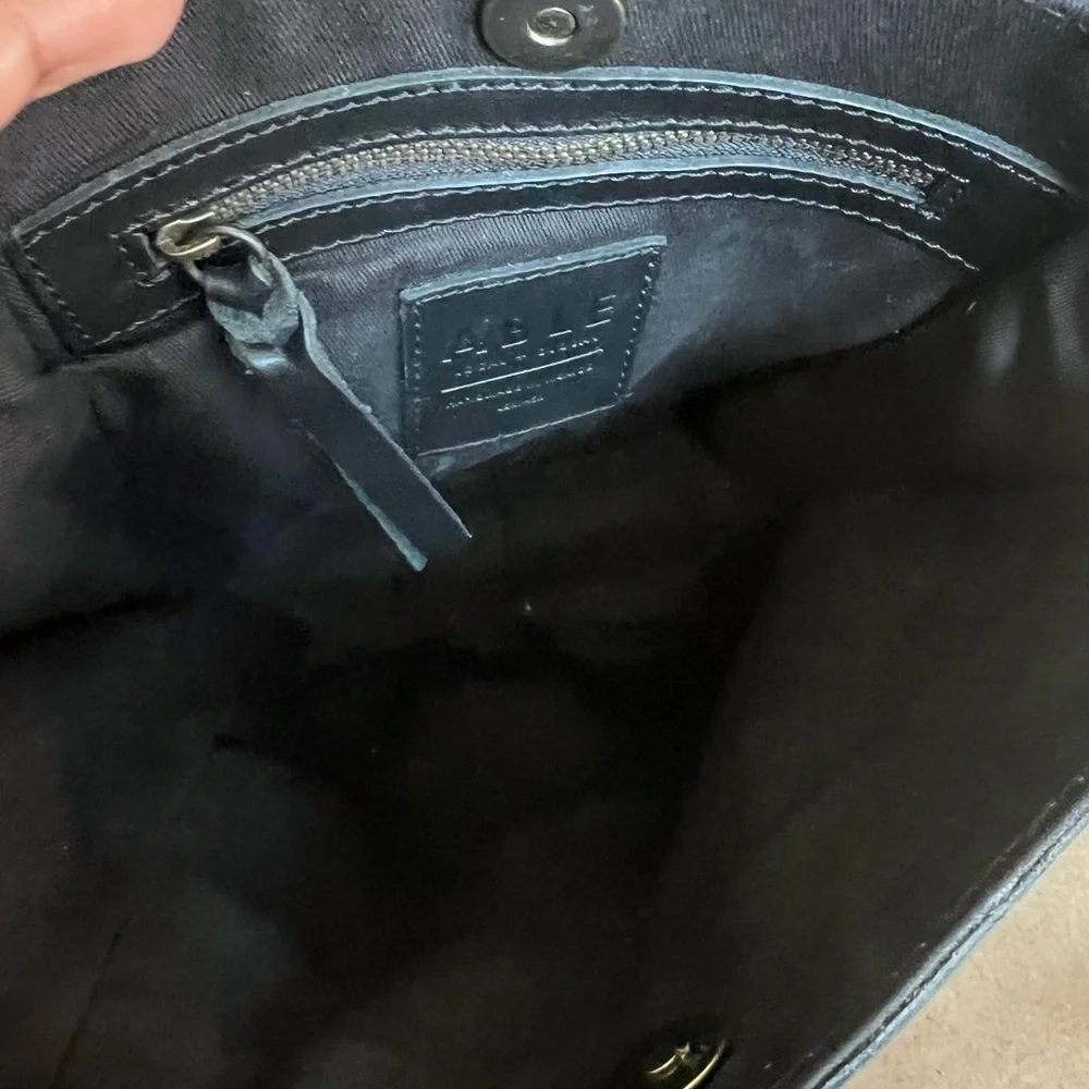 ABLE Cecilia Crossbody Bag Black Genuine Leather Adjustable Strap Retails $168